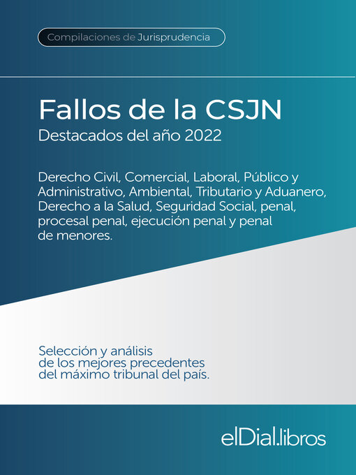 Cover image for Fallos de la Corte Suprema de Justicia de la Nación Argentina, destacados del año 2022